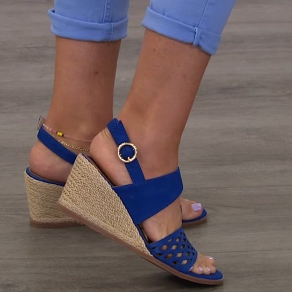 💥🇺🇸 Lucca Lane Haldene Leather Wedge Sandal - Picture 2 of 9